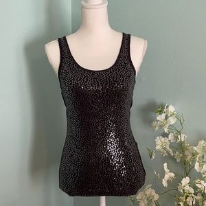Aeropostale Stretch Black Sequin Tank Top Size Medium